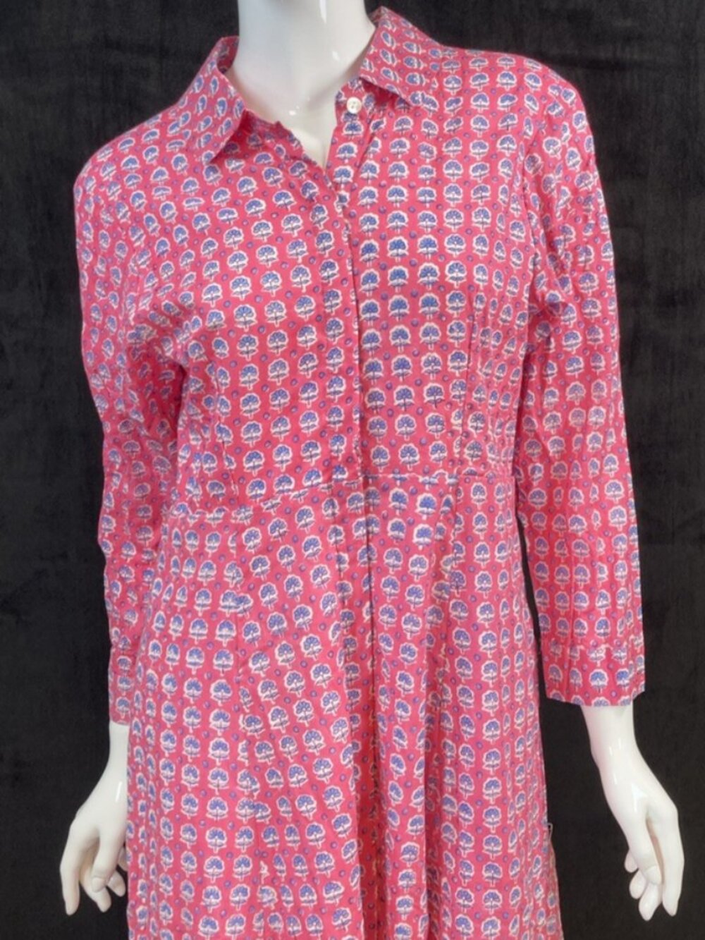 NWT India Amory Pink Blue 100% Cotton Made In India Lined Dress Size 2